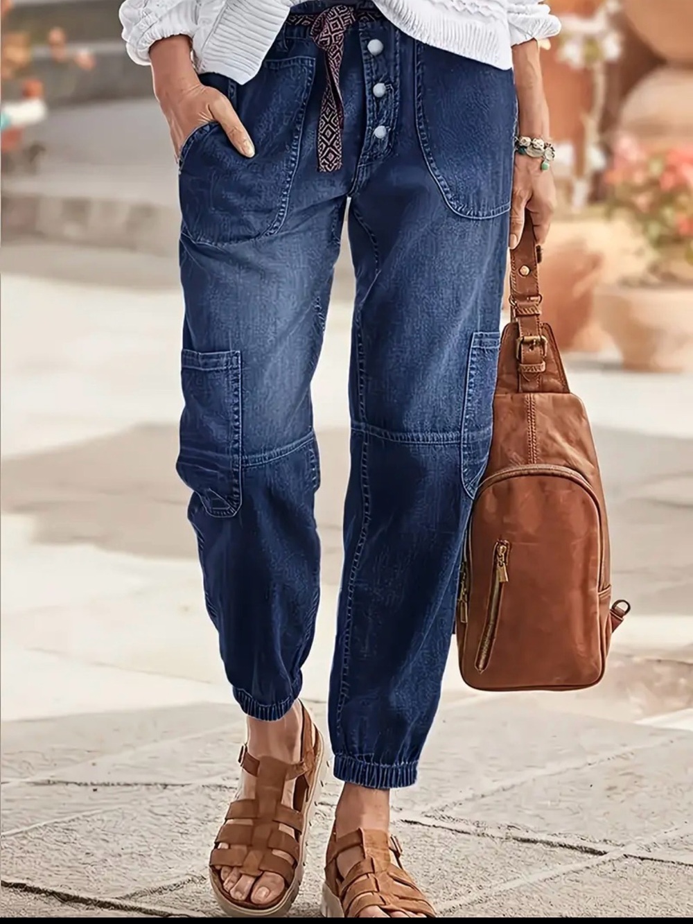 Workwear Multi Pocket Jeans in Deep Blue
